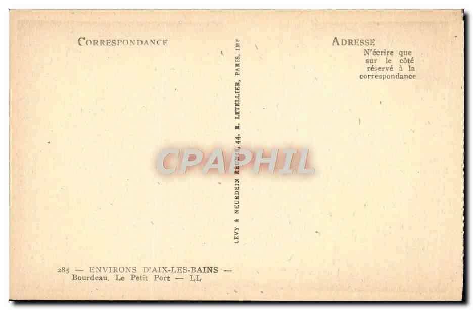 CPA Environs D'Aix Les Bains Bourdeau Le Petit Port — Rückseite