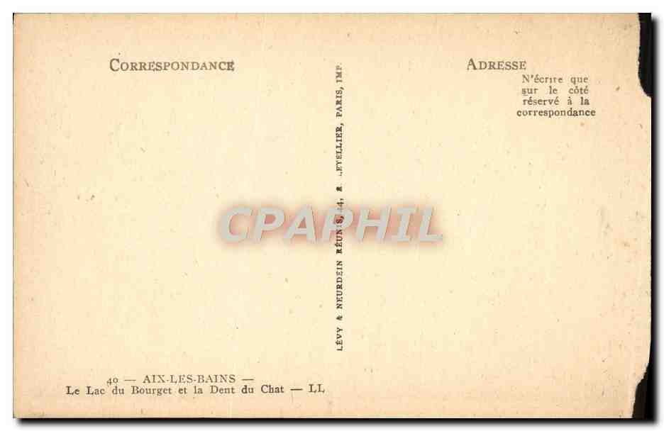 CPA Aix Les Bains Le lac du Bourget et la dent du chat — Rückseite