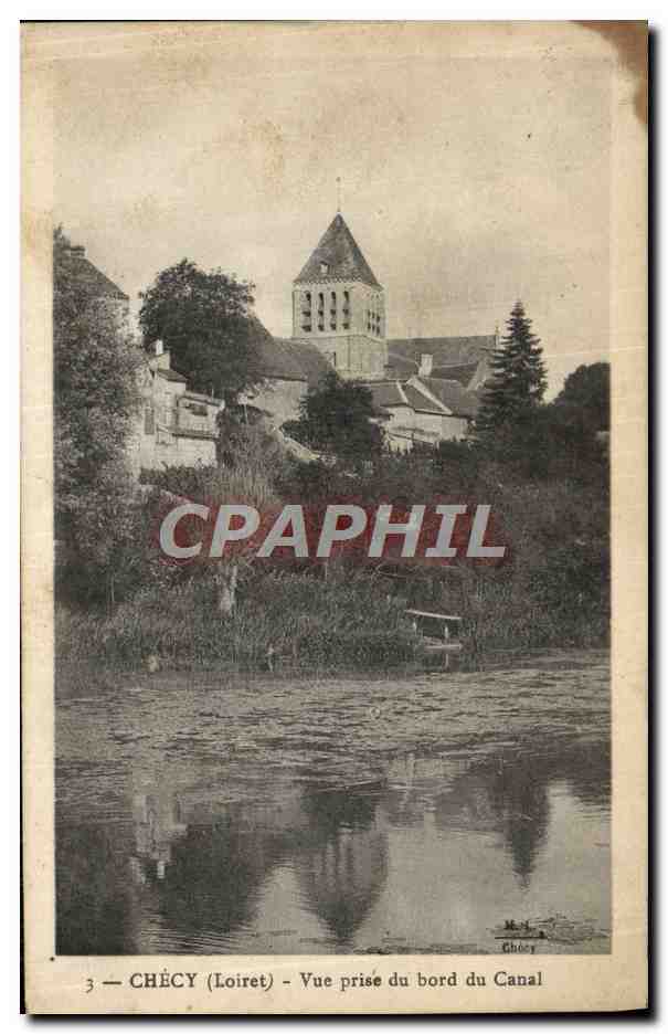 CPA Checy Vue prise du Bord du Canal