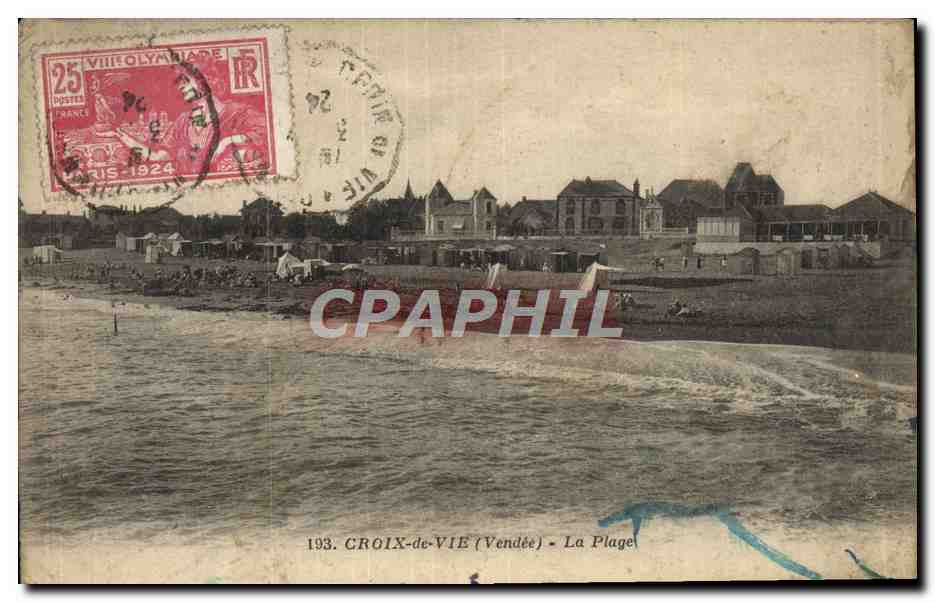 CPA Croix de Vie La Plage Timbre Jeux Olympiques