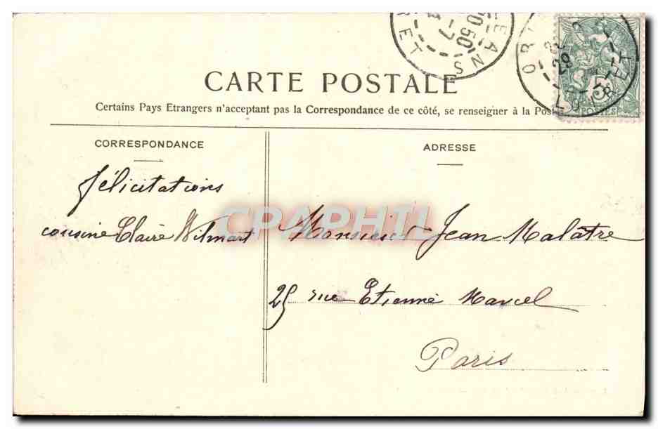 CPA Orieans L'Hotel de Ville — Rückseite