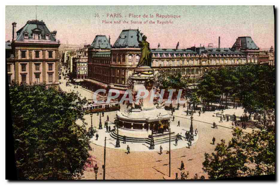 CPA Paris Place de la Republique Tramway