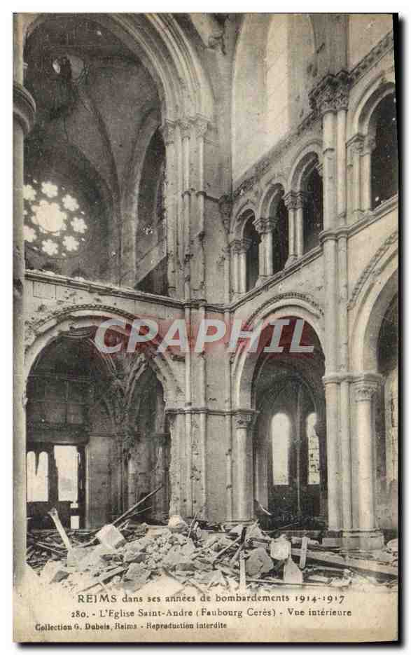 CPA Reims Dans Ses Annees de Bombardements Eglise Saint Andre Vue interieure 