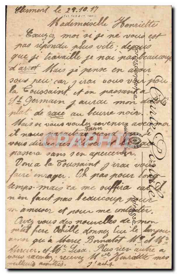 Clermont-Ferrand — Un Coin de la Place Jaude et le Puy de Dôme — éditeur VILLEUR, n°102 — Rückseite