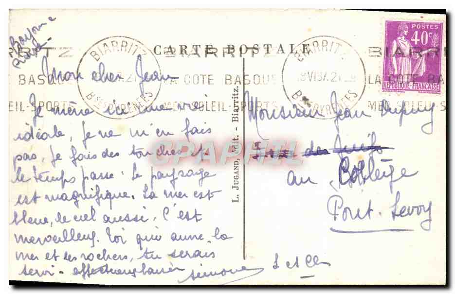 CPA Biarritz Effet de Muage Au Promontoire de la Vierge — Rückseite