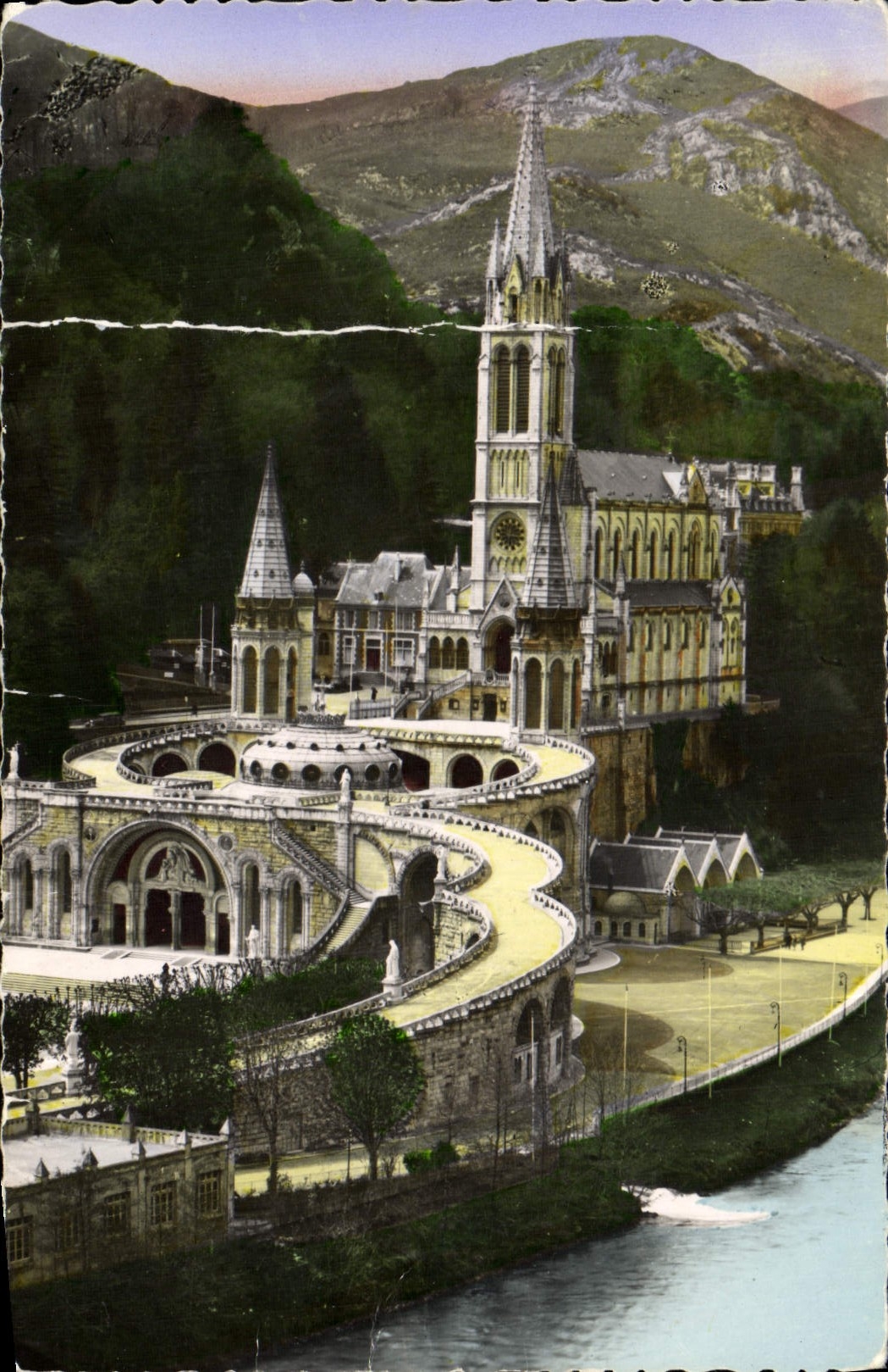 CPM Lourdes La Basilique et le Gave