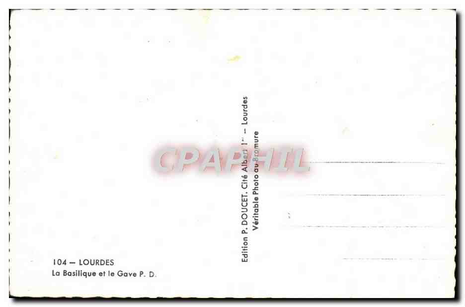 CPM Lourdes La Basilique et le Gave — Verso