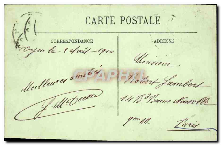 CPA Dijon La Place Darcy — Verso