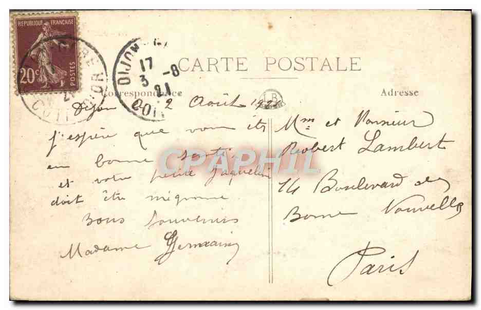CPA Dijon Place Darcy — Verso