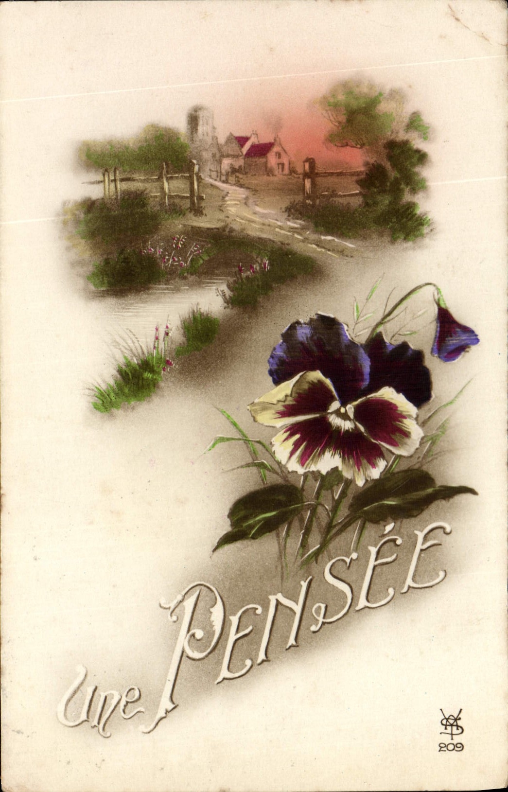 CPA Une Pensee Fleurs