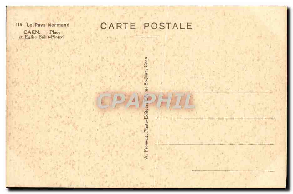 CPA Caen Place et Eglise Saint Pierre — Verso