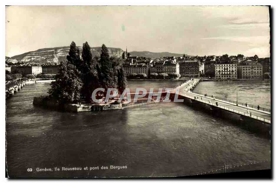 CPM Geneve Ile Rousseau Et Pont Des Bergues