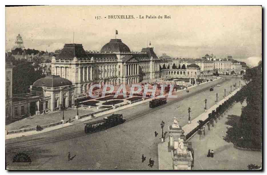 CPA Bruxelles Le Palais Du Roi Tramway