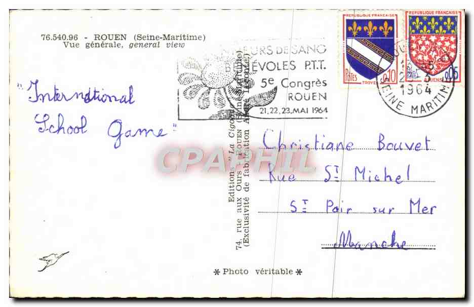 CPM Rouen Vue Generale — Verso