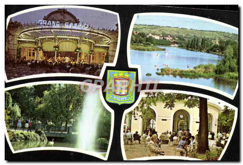 CPM Vichy Le Grand Casino Un coin du parc L'Allier La source de l'hopital