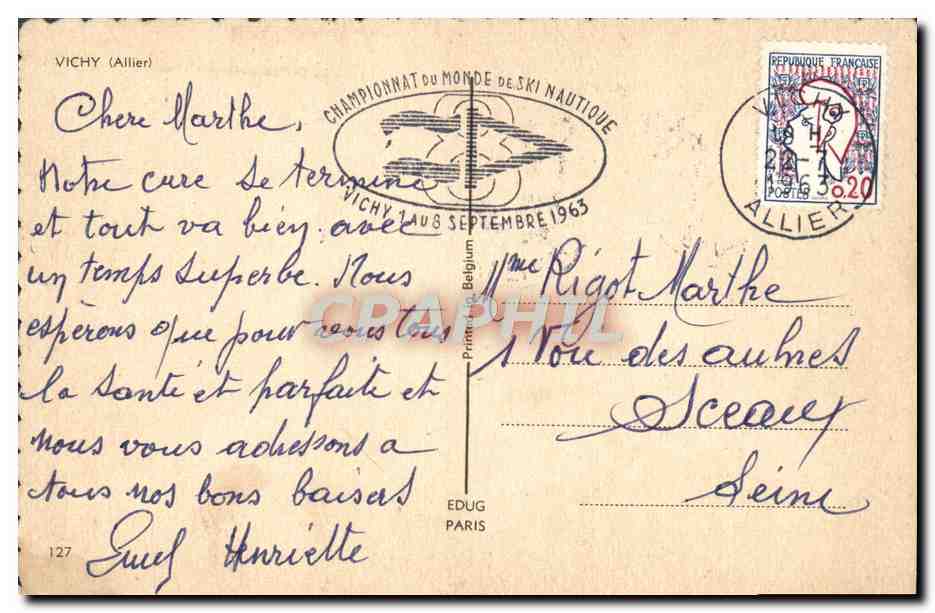 CPM Vichy — Verso