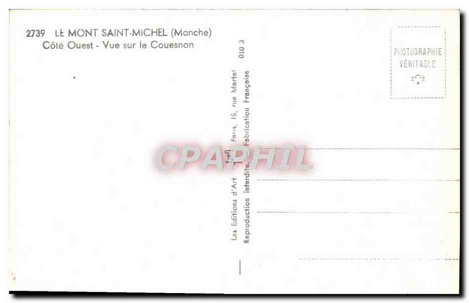 CPM Le Mont Saint Michel Cote Ouest Vue Sur Le Couesnon — Rückseite