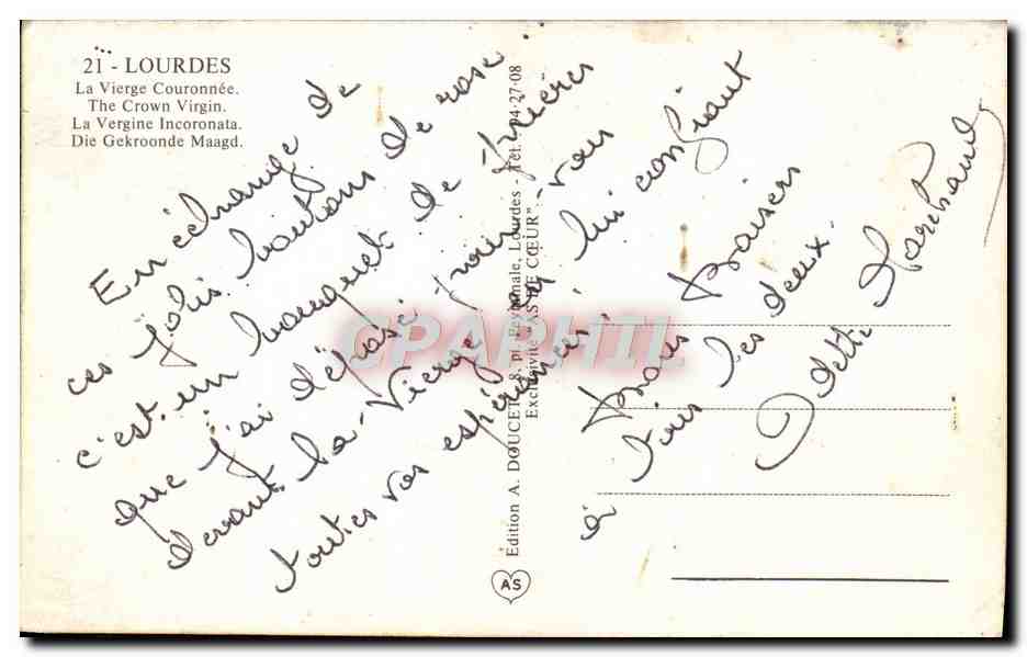 CPM Lourdes La Vierge Couronnee — Verso