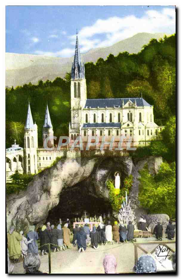 CPM Souvenir De Lourdes La Basilique Et La Grotte