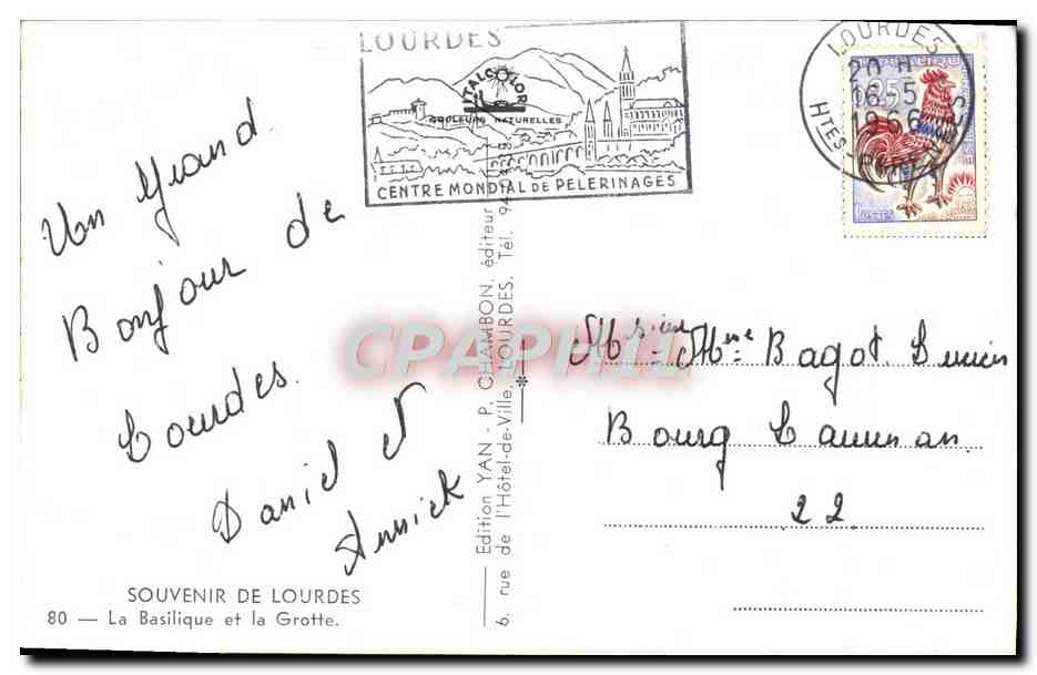 CPM Souvenir De Lourdes La Basilique Et La Grotte — Verso