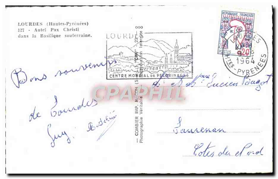 CPM Lourdes Autel Pax Christi dans la basilique souterraine — Verso