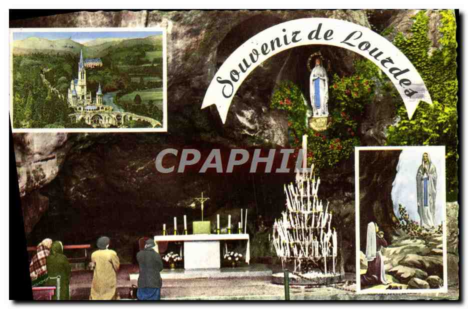 CPM Souvenir De Lourdes La grotte L'apparition La basilique