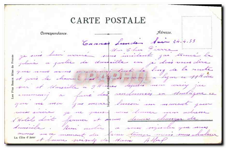 CPA Monte Carlo Le Casino Et Les Jardins — Verso