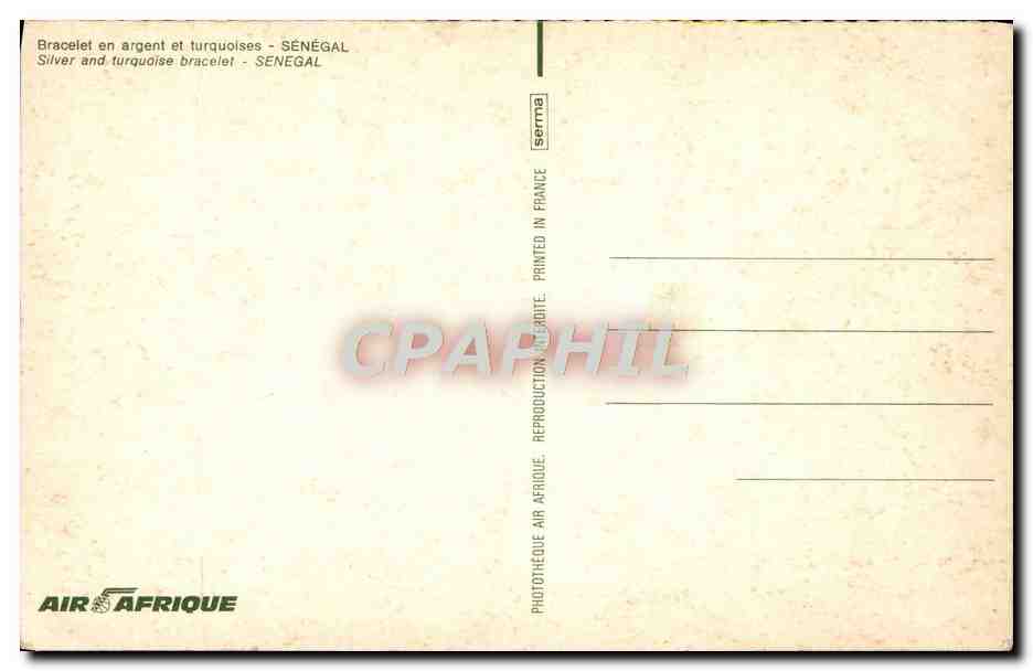 CPM Bracelet En Argent Et Turquoises Senegal Air Afrique — Verso
