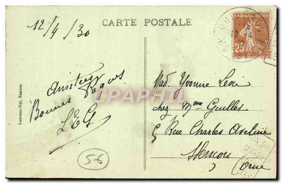 Vannes et sa Femme — Maison ayant appartenu à Gilles de Bretagne — éditeur Laurent-Nel, n°807 — Rückseite