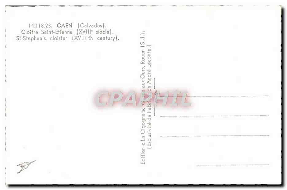CPM Caen Cloitre Saint Etienne — Verso