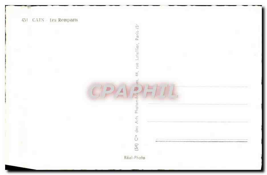 CPM Caen Les Remparts — Verso
