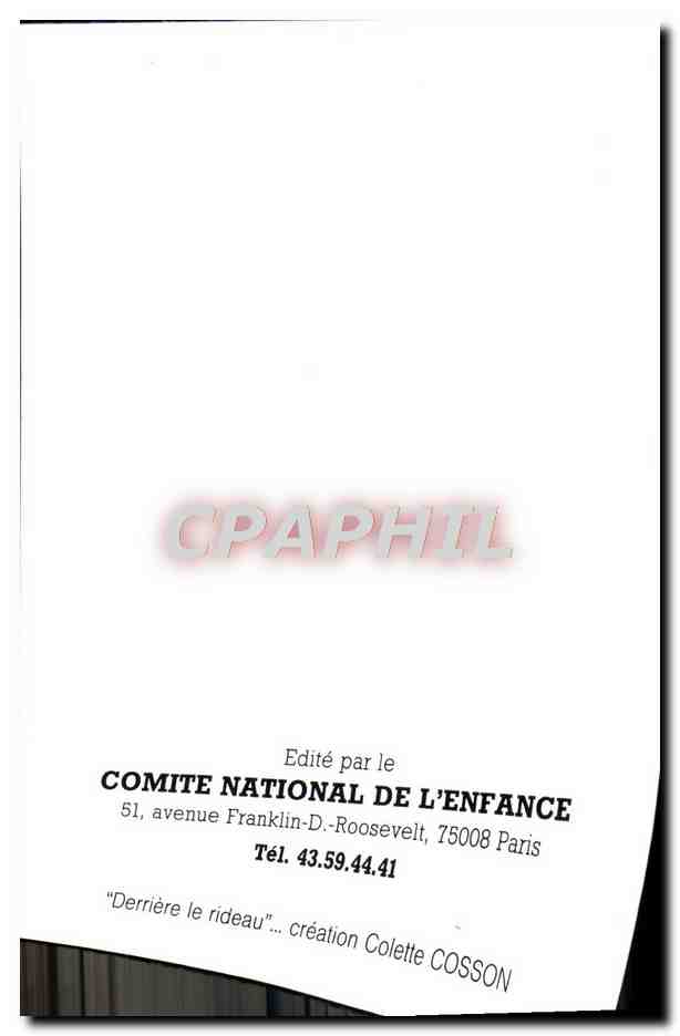 CPM Comite National De L'Enfance Avenue Franklin Roosevelt Paris — Verso