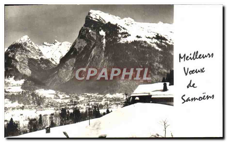 Vue de Samoëns — montagnes enneigées — éditeur inconnu, n° de série non visible