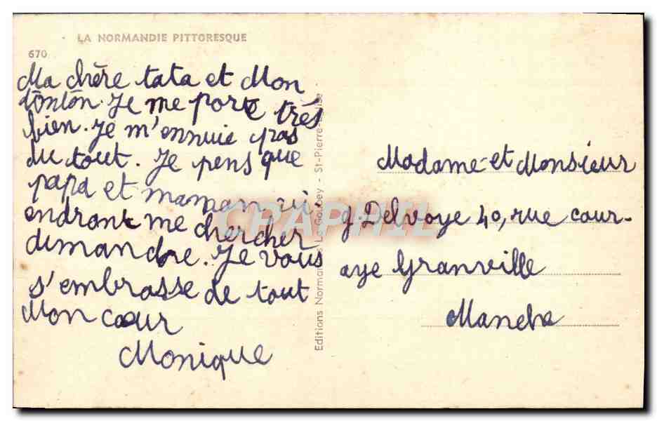 CPA Coiffes Et Costumes Folklore Normandie  — Rückseite