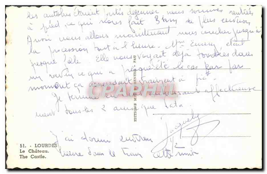 Lourdes — Le Château — Éditions M. HENNES, n°51 — Verso