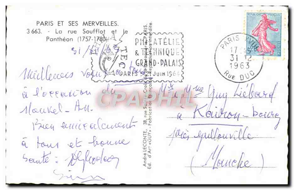 CPM Paris Et Ses Merveilles La Rue Soufflot Et Le Pantheon — Rückseite