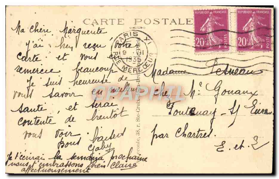 CPA Paris L'Opera — Verso