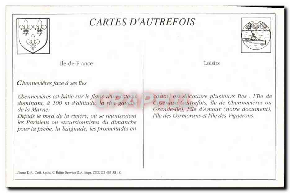 Coteau de Chennevières — Îles d'Amour — Édito-Service S.A. n° D2 465 58 18 — Achterkant