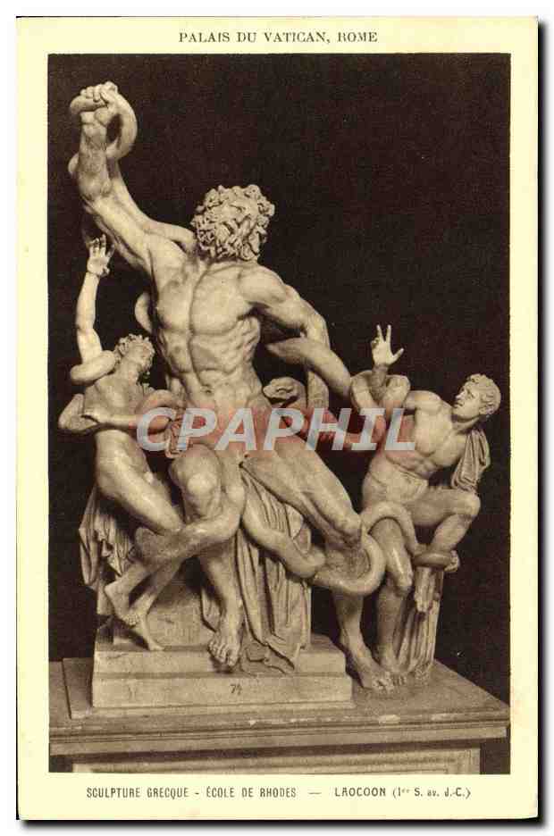 Palais du Vatican, Rome — Sculpture grecque, Léocoon (1er siècle av. J.-C.) — éditeur BRAUN & Cie, France