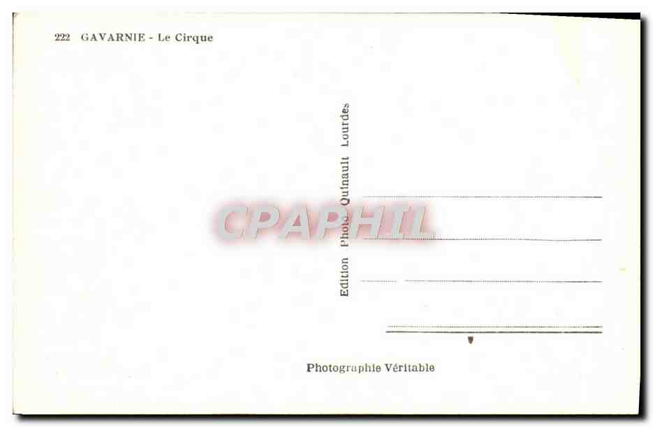 CPM Gavarnie Le Cirque — Verso
