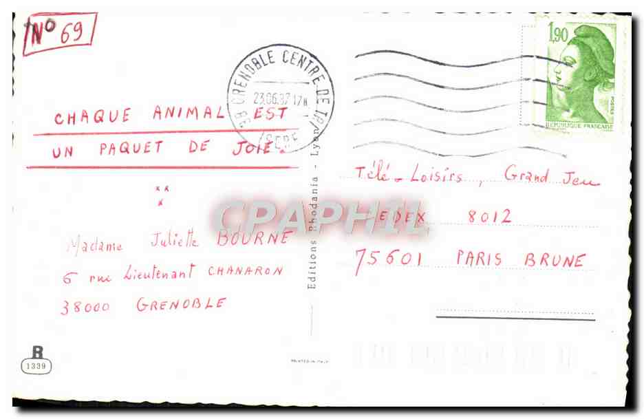 CPM Bonne Fete Enfant Chien — Rückseite