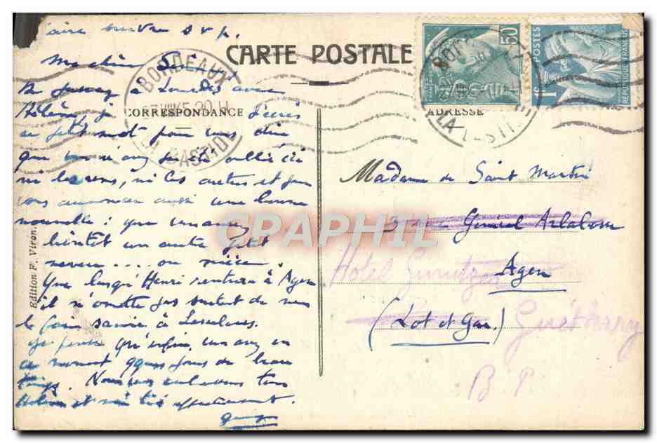 CPA Lourdes Vue Plongeante — Verso