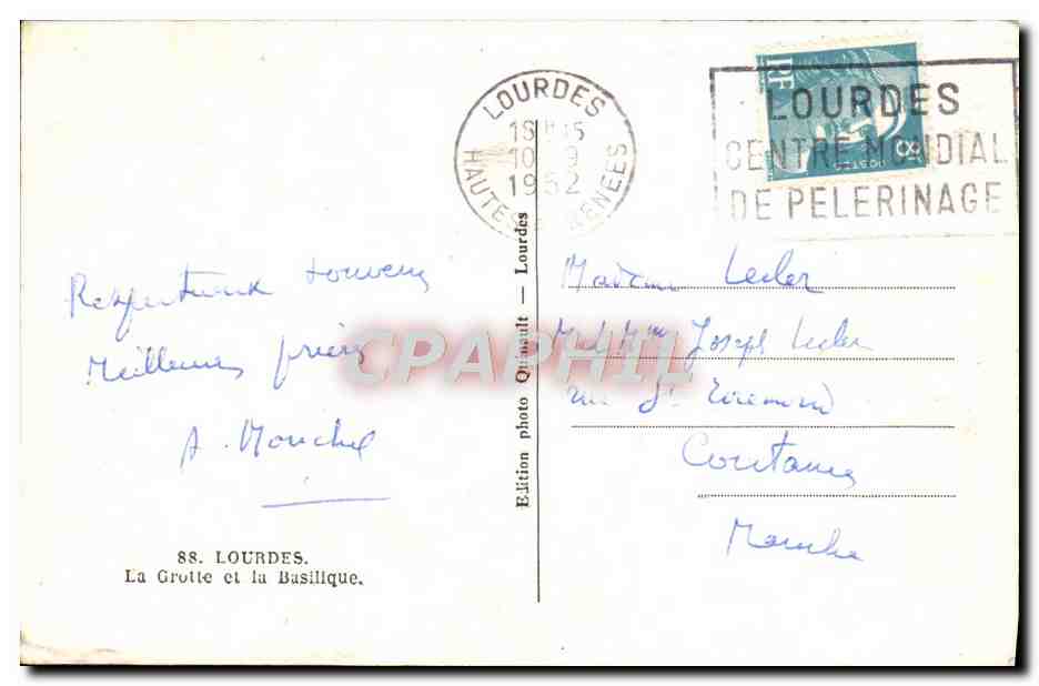 CPM Lourdes La Grvile et la Basilique — Verso