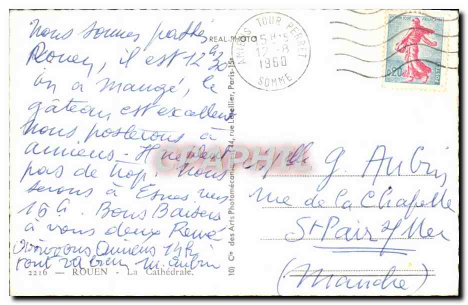 CPM Rouen La Cathedrale — Verso