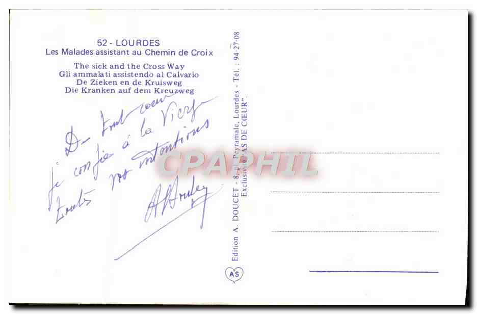 CPM Lourdes Les Malades assistant au Chemin de Croix — Verso