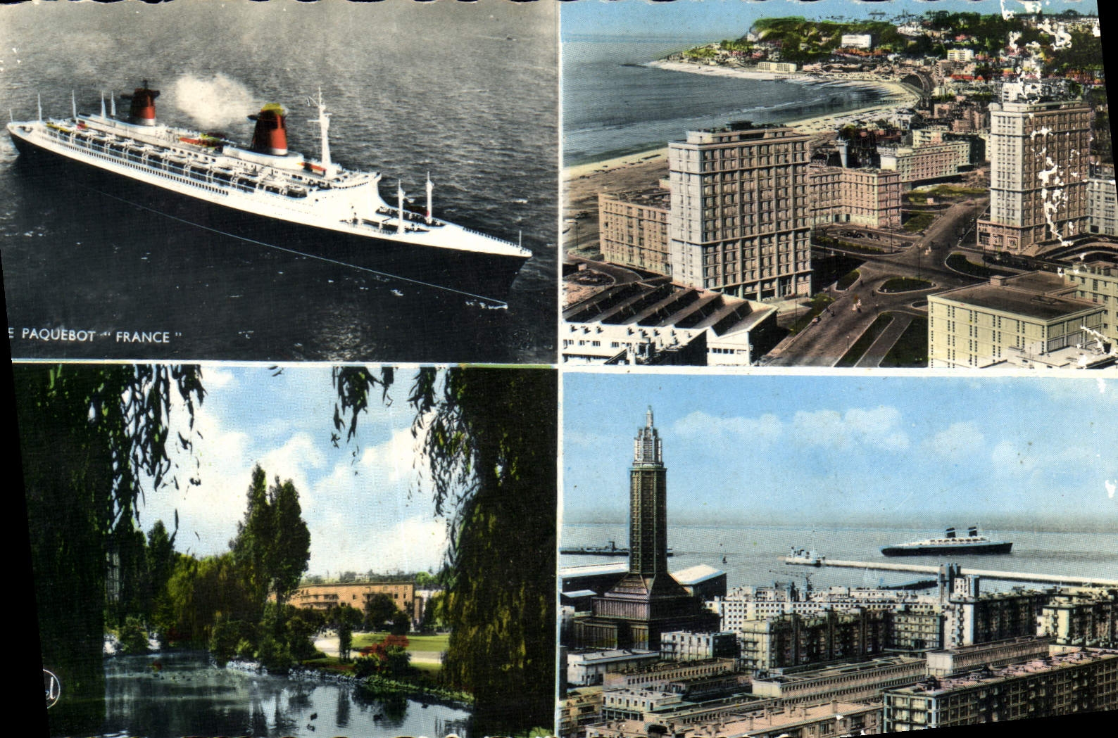 CPM Le Havre le France Porte Oceane et Cap de la Heve Square Saint Joseph Entree du Port et l'eglise Saint Joseph