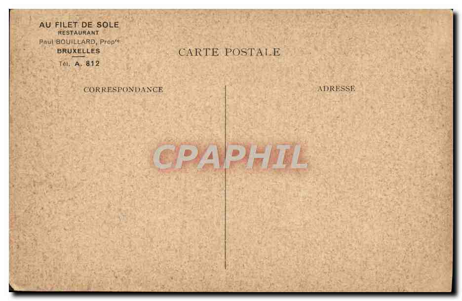 CPA Bruxelles Au filet de soie Restaurant Paul Bouillard  — Verso
