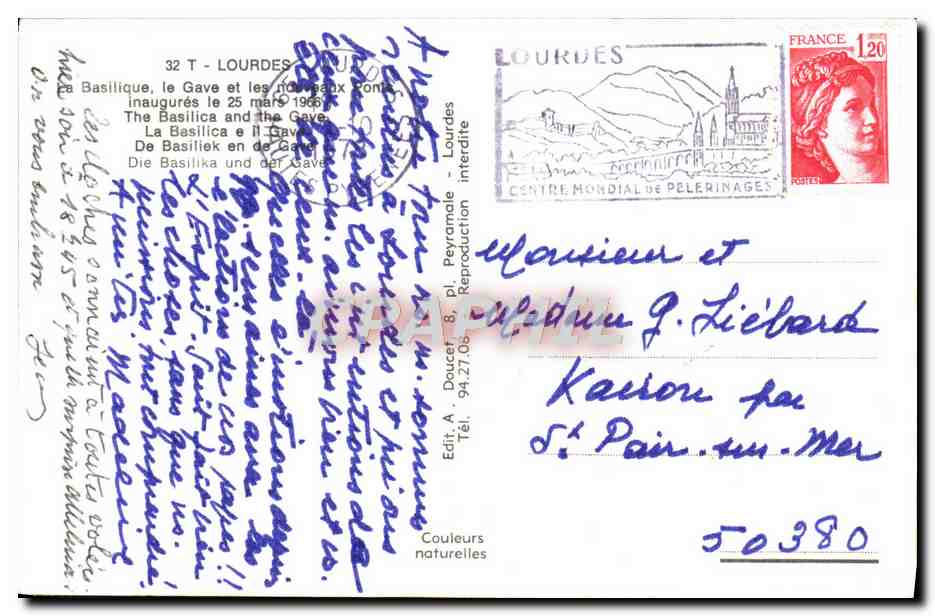 Basilika und neue Brücken — Lourdes — Verlag A. Doucet, Nr. 8 — Rückseite