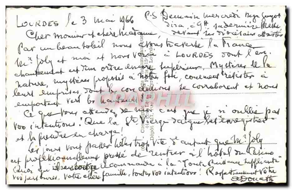 CPM Lourdes Vue Generale — Verso
