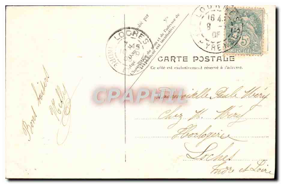 CPA Lourdes La Basilique et le Gare — Verso